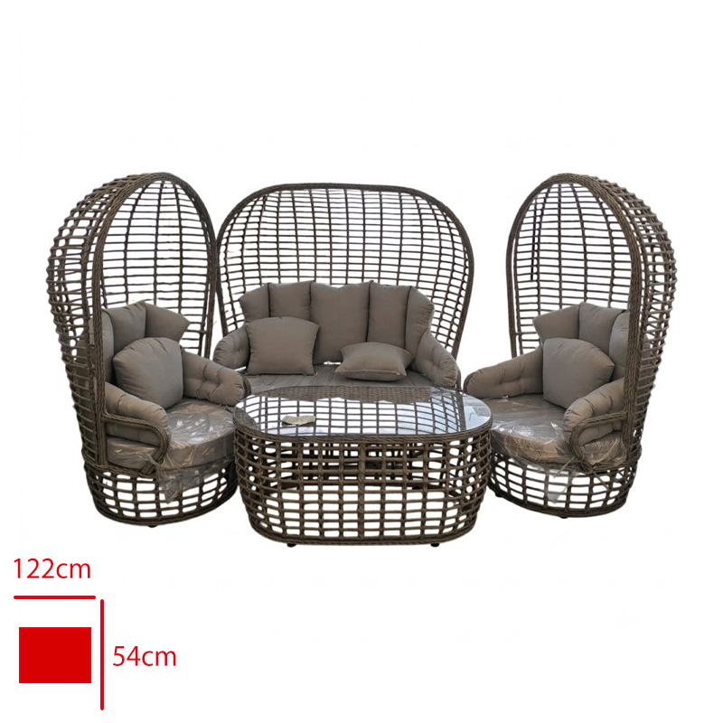 Formet Nest Takım 2 Tekli+ 1 Ikılı + Sehpa Rattan Füme/Mınder Gri