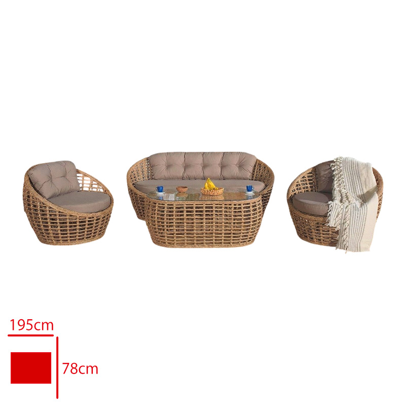 Formet Herkul Takım 3+1+1+Sehpa Rattan Cappucıno/Mınder Cappucıno