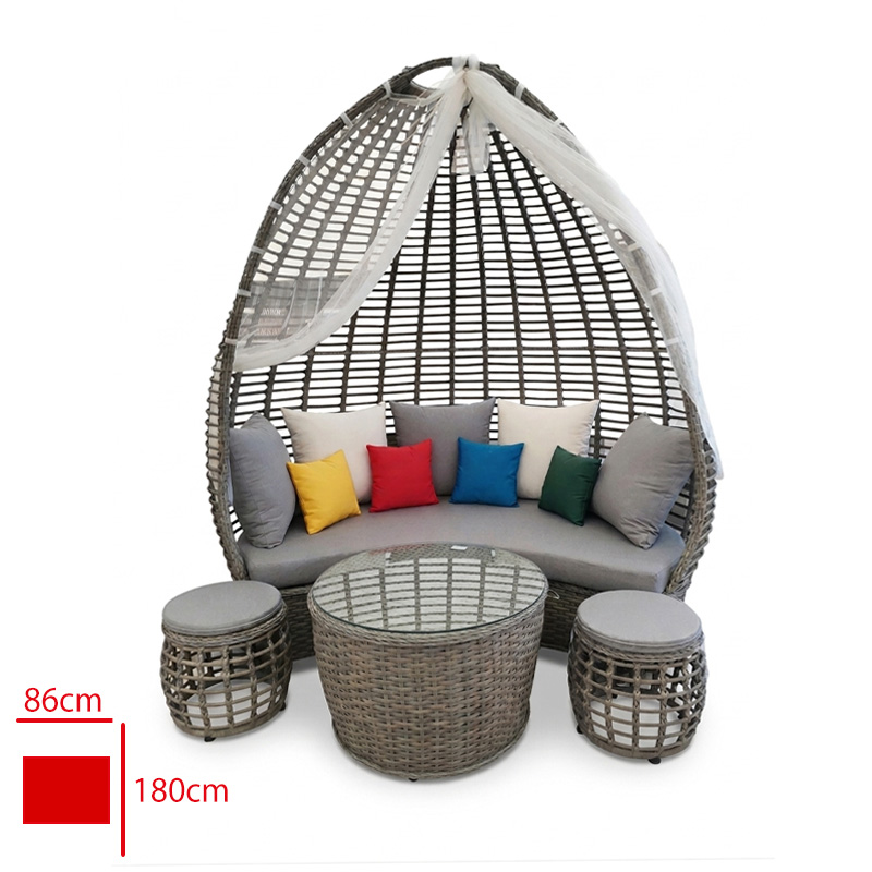 Formet Kapadokya Takım 2+1+1+Sehpa Rattan Füme/Mınder Gri