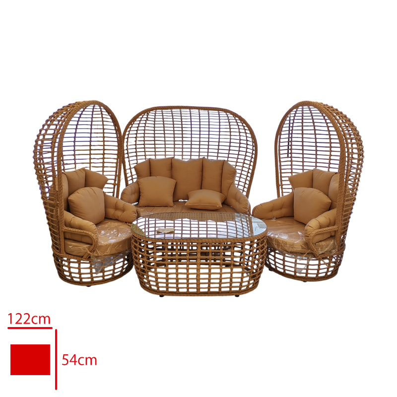 Formet Nest Takım 2 Tekli+ 1 Ikılı + Sehpa Rattan Cappucıno/Mınder Cappucıno