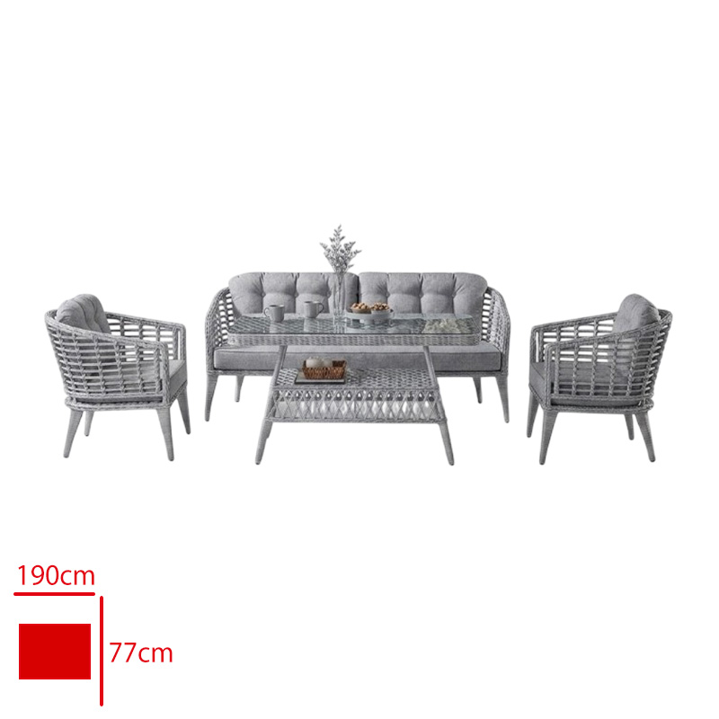 Formet Eyfel Takım 2+1+1+Sehpa Rattan Gri/Mınder Gri