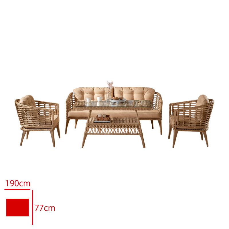 Formet Eyfel Takım 2+1+1+Sehpa Rattan Cappucıno/Mınder Cappucıno