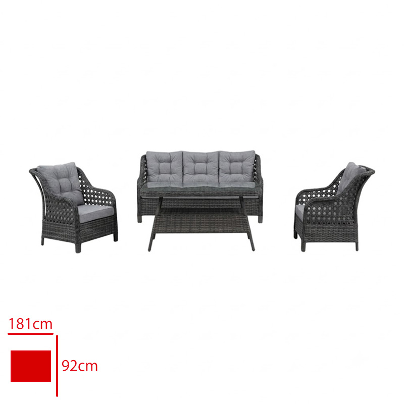 Formet Famıly Takım 3+1+1+Sehpa Rattan Antrasıt/Mınder Gri