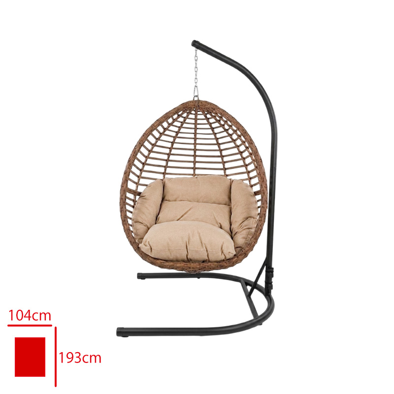 Formet Salıncak Fındık Tekli Rattan Kahve/Mınder Krem