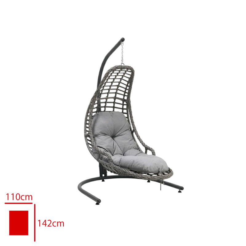 Formet Salıncak Rest Tekli Uzun Rattan/Orgu Füme/Mınder Gri