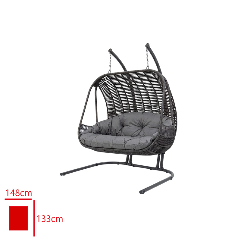 Formet Salıncak Balına Cıftlı Rattan/Orgu Füme/Mınder Gri