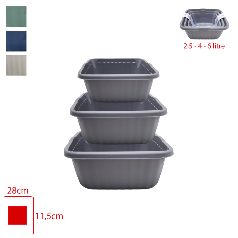 Leva Badya Kare 3'lü Set (2,5 Lt-4 Lt-6 Lt) Lv-3687