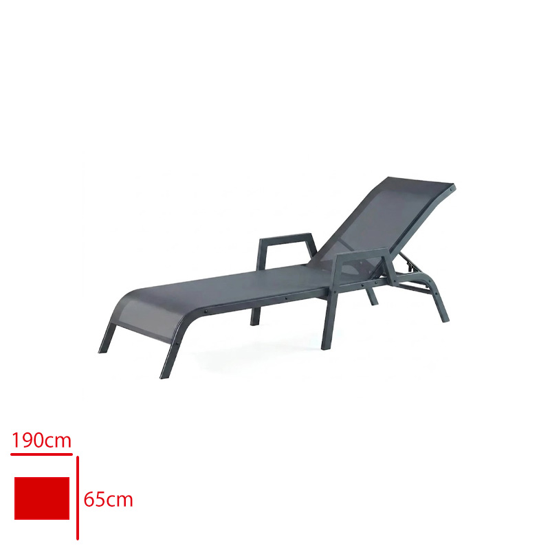 Sezlong Alüminyum Kollu Flu 65*190*30 Antrasıt/Cappucıno