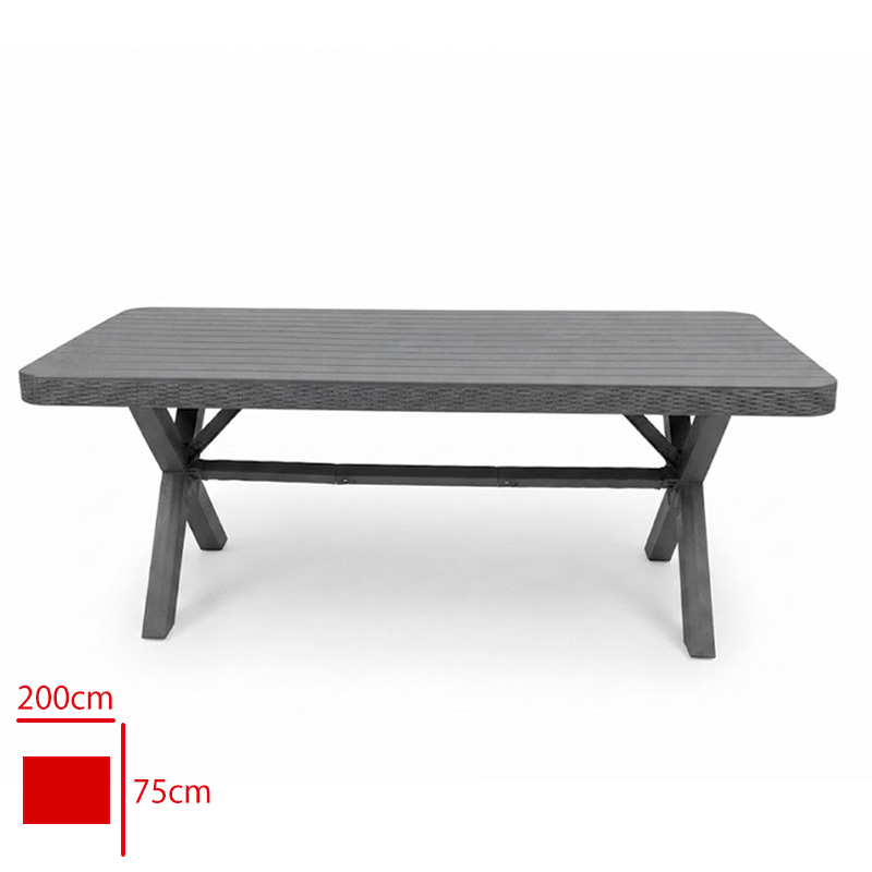 VIOLET MASA RATTAN CAMSIZ 100X200 CAPRAZ AYAK 0242