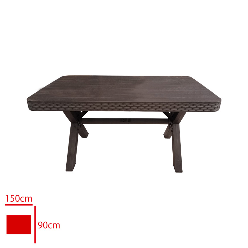 VIOLET MASA RATTAN CAMSIZ 90X150 CAPRAZ AYAK 0273