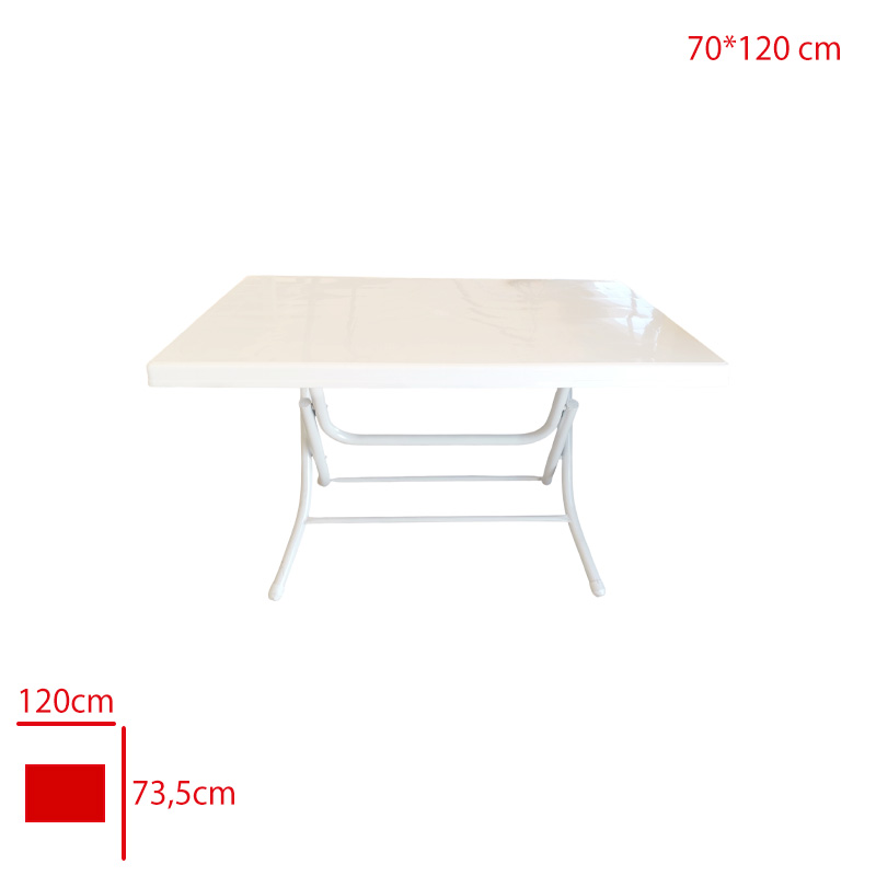 Sıesta Masa 70x120 Katlanır Metal Ayak Beyaz 196