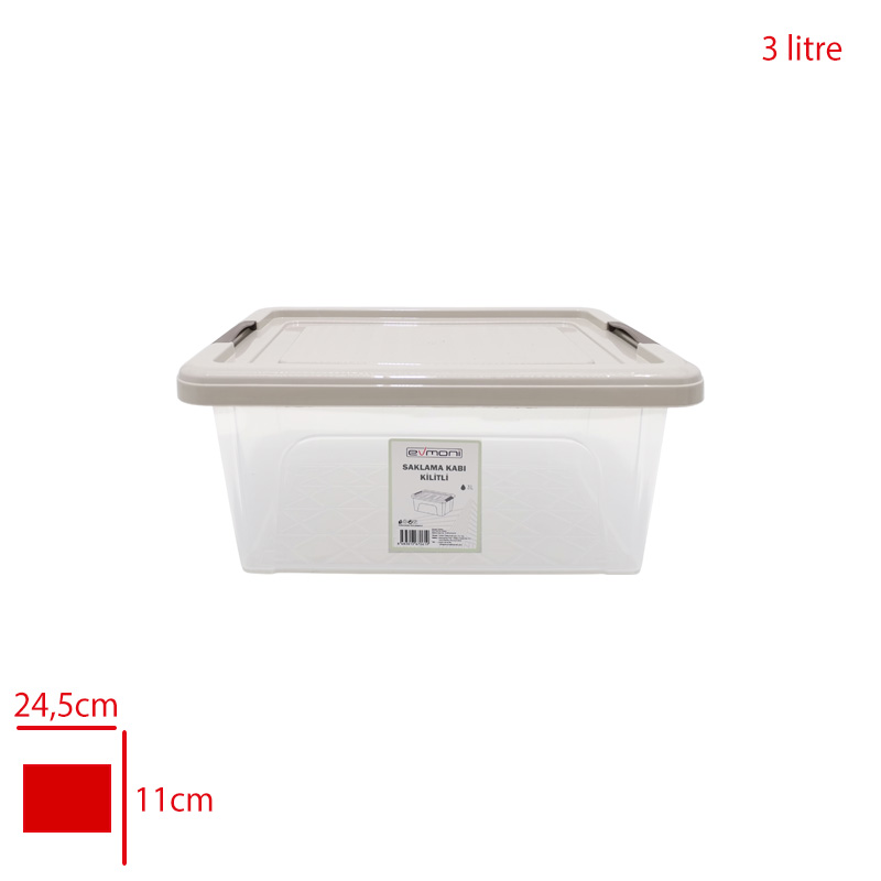 Evmonı Saklama Kabı Kılıtlı 3 Lt