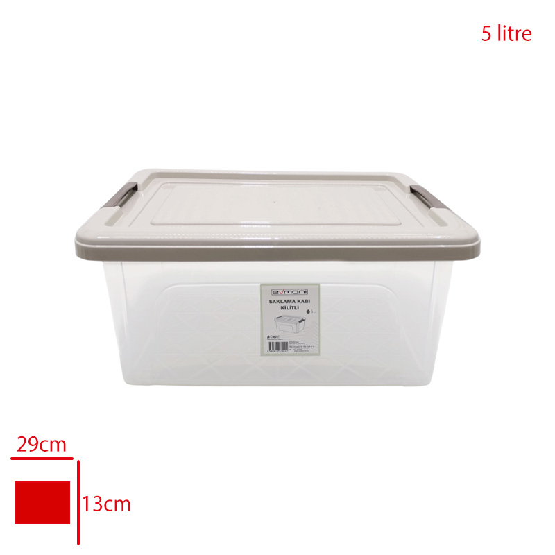 Evmonı Saklama Kabı Kılıtlı 5 Lt