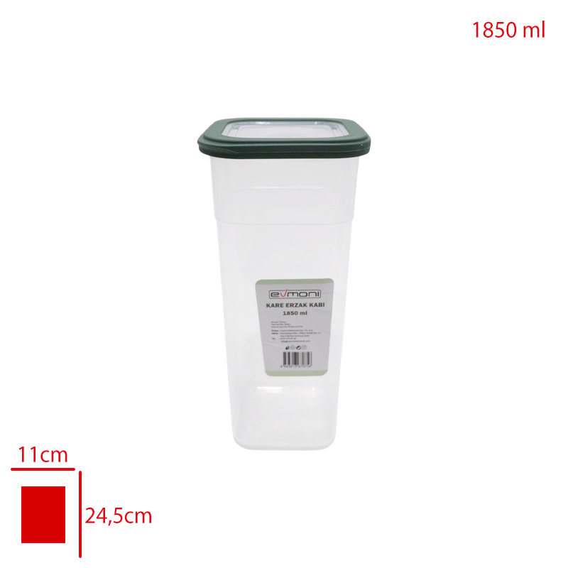 Evmonı Erzak Kabı Kare 1850 Ml