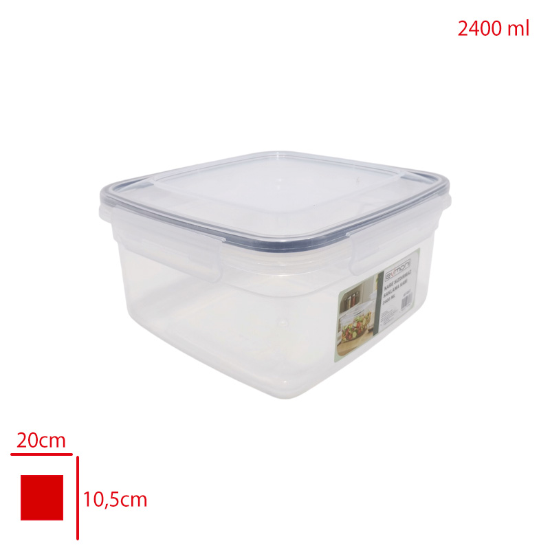 Evmonı Saklama Kabı Sızdırmaz Kare 2400 Ml