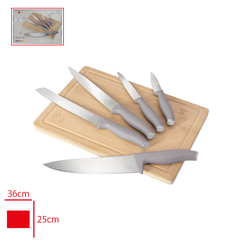 Berlınger Haus Bıçak Setı 6 Parca + Bambu Kesme Tahtası Taupe Bh-2967