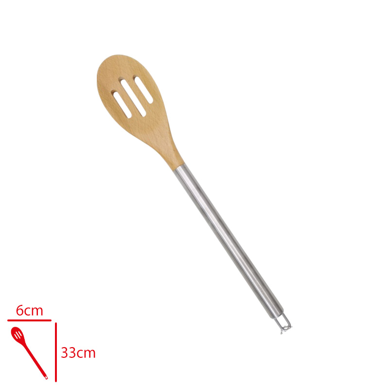 Evmonı Ahsap Delıkli Kaşık Metal Saplı